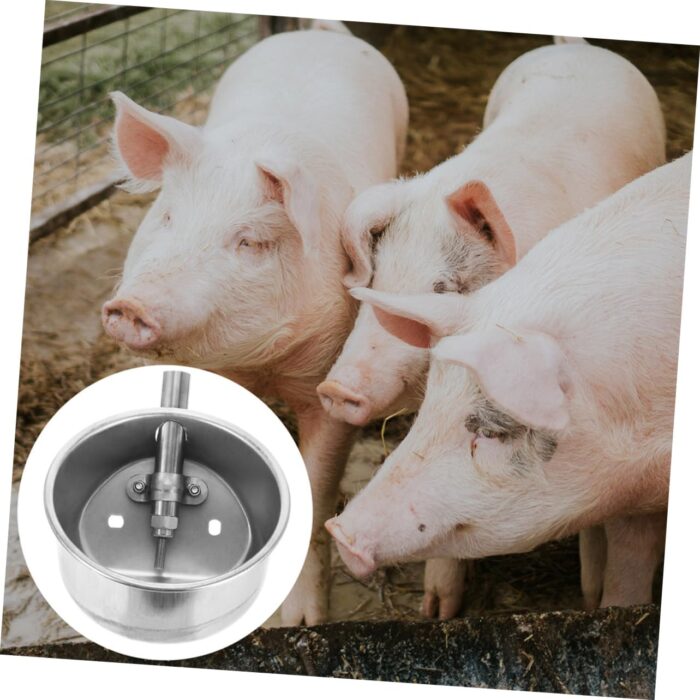 Round Stainless Steel Pig Drinking Bowl(L) - Image 4